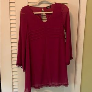 Dee Elle Magenta Long Sleeve Dress XS